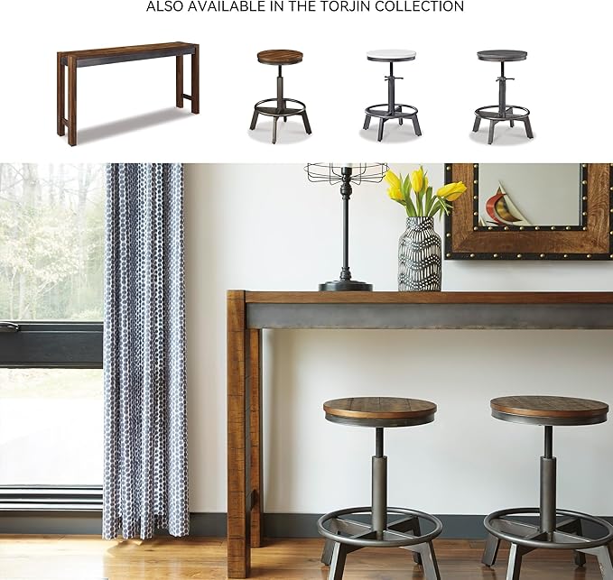 Signature Design by Ashley Torjin Industrial Counter Height Stool, 2 Count, Gray