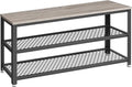 VASAGLE, 3-Tier Shoe Rack, Shelf Storage Bench with Metal Mesh Shelves and Seat, Free Standing Shoe Organizer for Entryway, 11.8 x 39.4 x 17.7 Inches, Greige and Black ULBS078K01