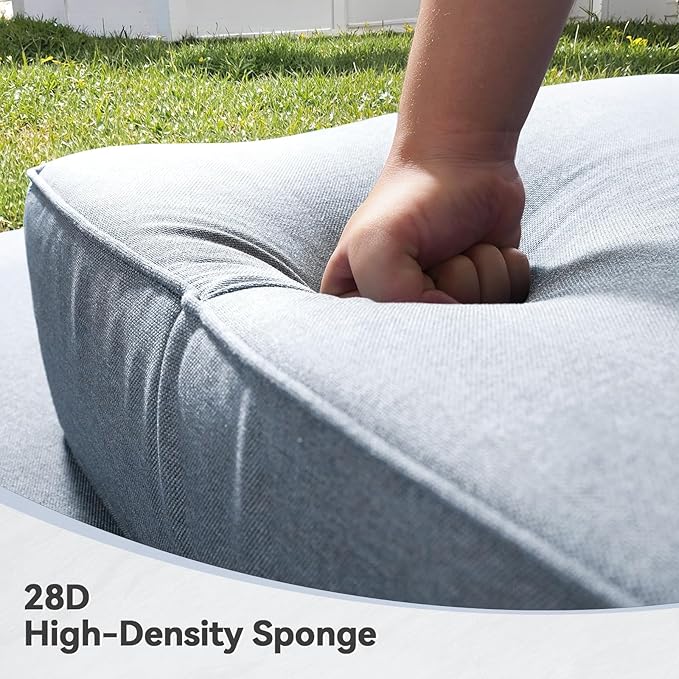 Luxury 6" Outdoor Cushions for Patio Furniture, 24x24x6" Thick Seat Cushion Set of 6, Fade Resistant Couch Chair Replacement Cushions High Density Wicker Chair Cushion w/ Removable Cover Baby Blue