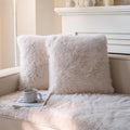 Neelvin Beige Faux Fur Cozy Fluffy Double-Sided Decorative Throw Pillow Covers 22x22 inch Set of 2,Velvet Pillowcase Cushion Case for Sofa Couch