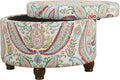 Homepop Home Decor | Upholstered Round Storage Ottoman | Ottoman with Storage for Living Room & Bedroom, Dark Bold Paisley