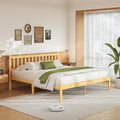Askeld Wood King Bed Frame with Headboard, 14 Inch High Solid Bamboo Platform Bed No Box Spring Needed, Mid-Century Heavy Duty Bedframe, Easy Assembly, Noise Free