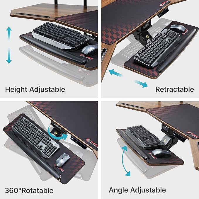 EUREKA ERGONOMIC Standing Desk Adjustable Height, Computer Desk w Keyboard Tray 72" Gaming Music Studio Desk LED Monitor Stand,Dual Motor,Slot Design,Walnut