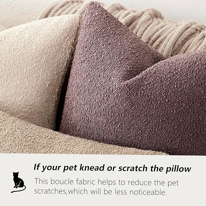 Foindtower Pack of 2 Textured Boucle Throw Pillow Covers Accent Solid Decorative Lumbar Pillow Cases Cozy Soft Couch Cushion Case for Chair Sofa Bedroom Living Room Home Decor 12x20 Inch Dark Purple