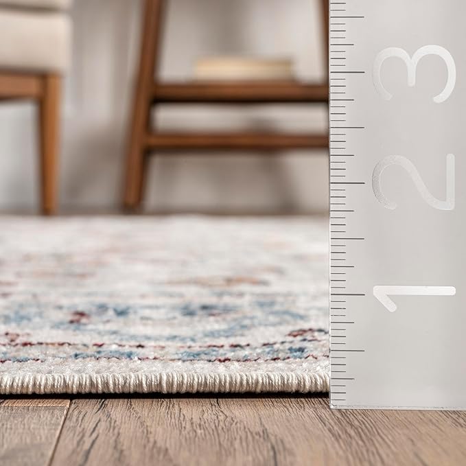 nuLOOM 3' x 5' Machine Washable Stain-Resistant Area Rug Medium Profile for Living Room, Bedroom, and Dining Room, Cady Beige
