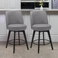 MINCETA Bar Stools Set of 2, 26 Inch Upholstered Barstools with High Back and Footrest, Swivel Counter Height Barstools for Kitchen Island Home Bar Gray
