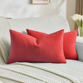 FUTEI Christmas Red Decorative Throw Pillow Covers 12x20 Inch Set of 2,Soft Cozy Wheat Ear Striped Patterns Lumbar Pillow Cases,Modern Home Decor for Couch Bed Living Room