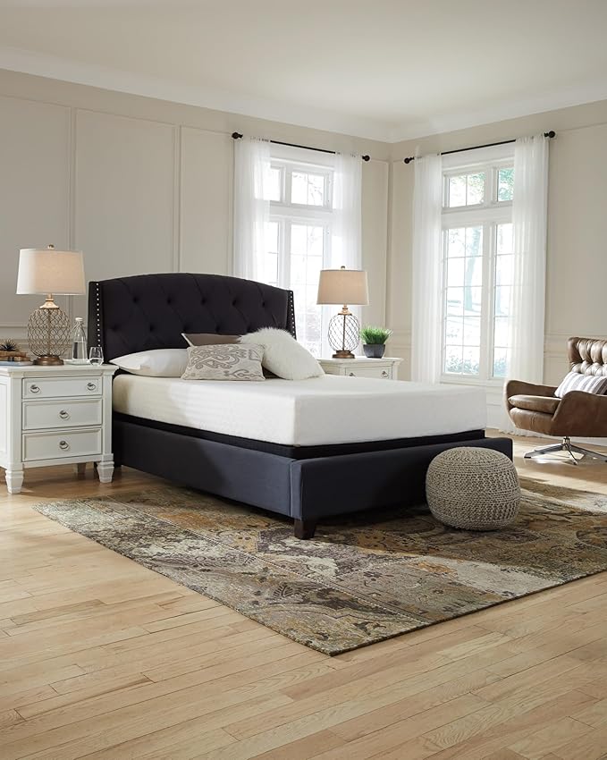 Signature Design by Ashley Full Size Chime 10 Inch Medium Firm Memory Foam Mattresswith Green Tea & Charcoal Gel for Pressure Relief, Fiberglass Free, Mattress In A Box