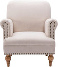 DM Furnitue Modern Accent Chair Comfy Arm Chairs Comfy Upholstered Lounge Chair Single Sofa Couch for Bedroom/Living Room, Cream