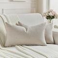 FUTEI Oatmeal Chenille Decorative Throw Pillow Covers 12x20 Inch Set of 2,Soft Cozy Faux Linen Textured Lumbar Pillow Cases,Farmhouse Home Decor for Couch Living Room