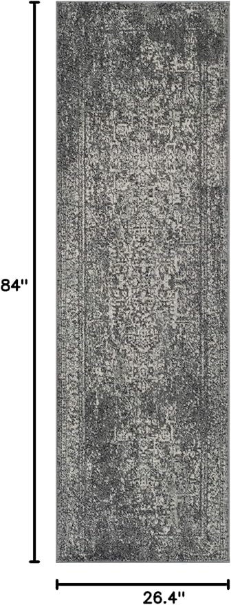 SAFAVIEH Evoke Collection 2'2" x 7' Grey/Ivory EVK256D Oriental Distressed Non-Shedding Living Room Entryway Foyer Hallway Bedroom Runner Rug