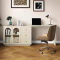 RoyalCraft L Shaped Home Office Desk, Large Extendable and Rotatable Desk with 3 Drawers and 2 Doors, Corner Computer Desk, Modern Study Writing Table for Bedroom, Home Office, Beige