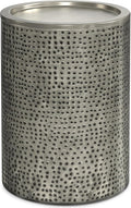 SIMPLIHOME Corbin 16 inch Wide Metal Side Table in Hammered Antique Silver, Round Drum Design End Table for Living Room, Family Room, or Entryway, Industrial Style, Assembled