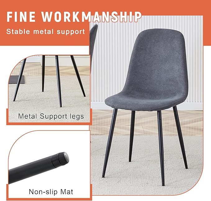 Round Dining Table Set for 6 with Storage, 42" Round Dining Table with 6 Fabric Chairs, 7 Piece Kitchen Table Chairs Set of 6 with Thick Wood Top, Roman Column Pedestal, Space-Saving