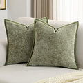 FUTEI Sage Green Chenille Throw Pillow Covers 20x20 Inch Set of 2,Soft Cozy Bound Edge Design Cushion Case,Home Decor for Couch Bed Living Room