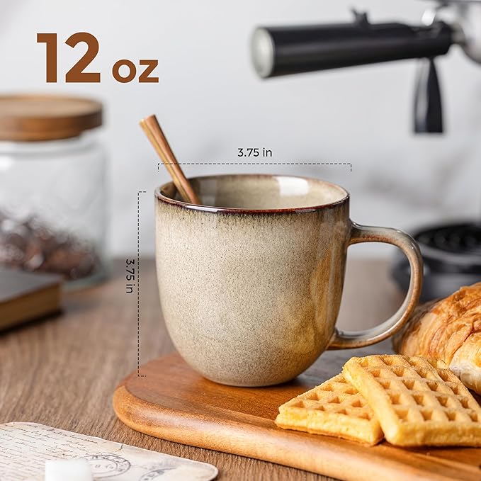 AmorArc 12oz Coffee Mugs, Ceramic Coffee Mugs set of 6 for Man, Woman, Dad, Mom, Modern Coffee Mugs with handle for Latte/Cappuccino/Milk/Cocoa. Dishwasher&Microwave Safe