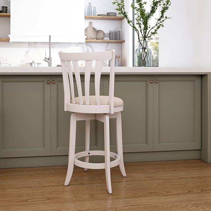 Hillsdale 25.5" Savana Wood Swivel Counter Height Stool, White