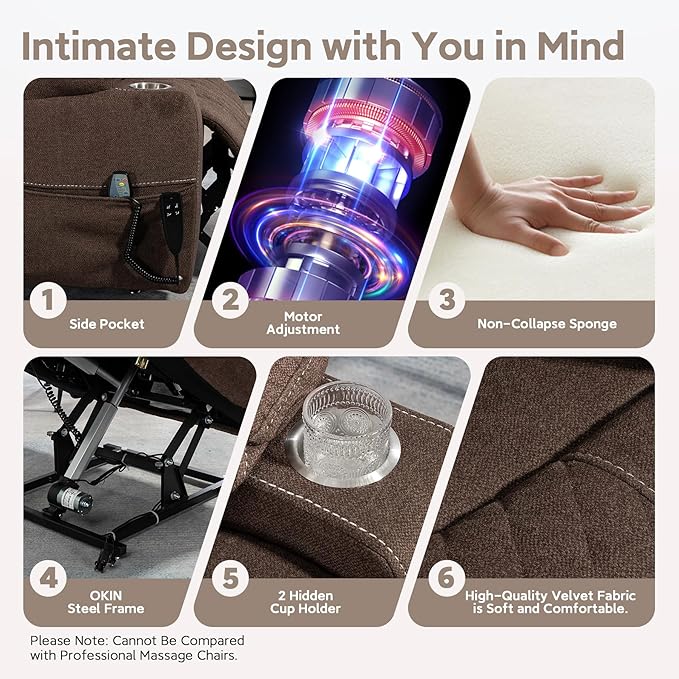 Oversized Lazy Boy Recliner Chair, 2 Motor Leather Recliner, Nursing Lift Chair with Massage and Lumbar Heating, Functional Adult Power Recliner with Cup Holders