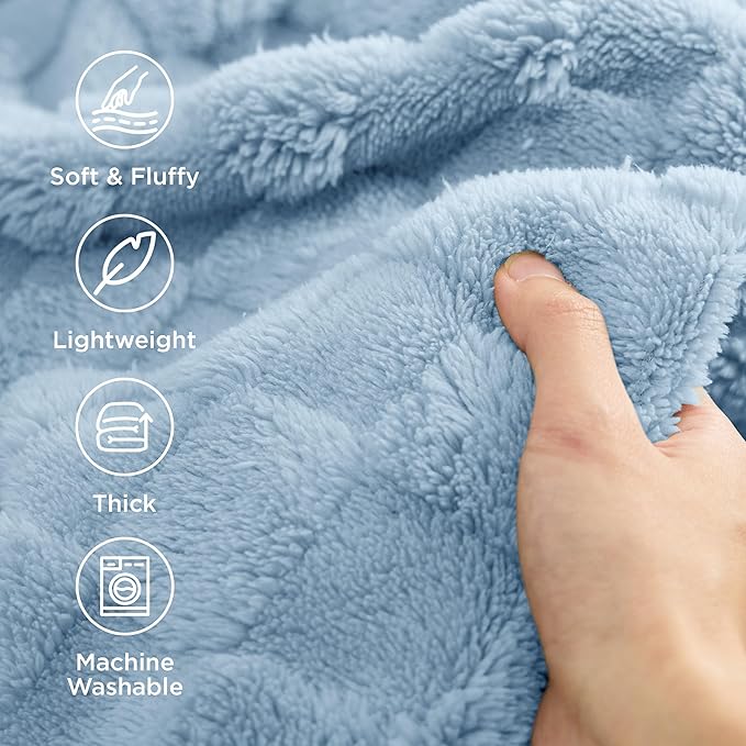 Bedsure GentleSoft Light Blue Throw Blanket for Couch - Checkered Fleece Blankets Gifts for Women Men Girls, Cute Soft Cozy Throw for Bedroom Home Decor Gifts, 50x60 Inches