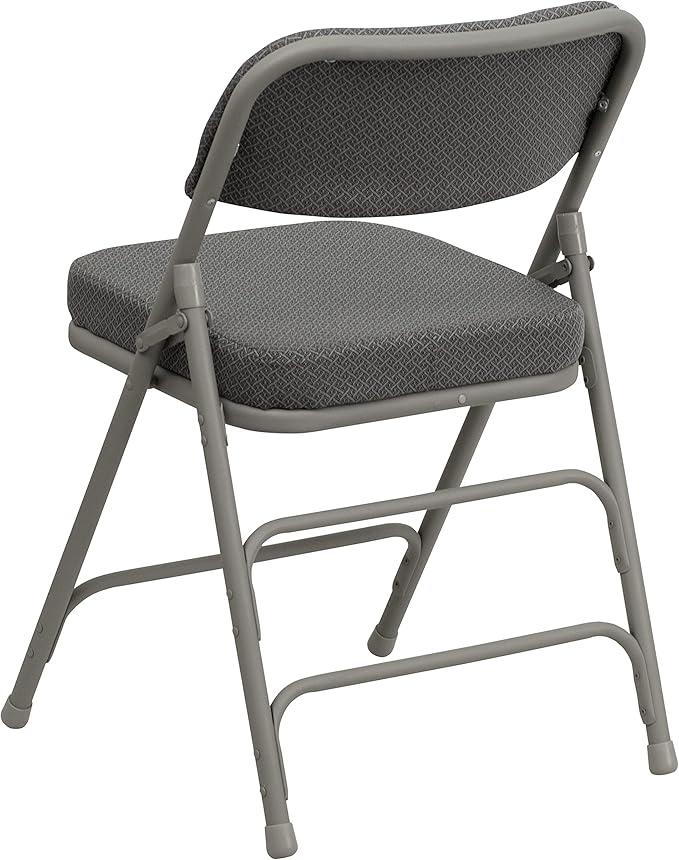 Flash Furniture Hercules Series Metal Folding Chair with Cushioned Seat, Fabric Upholstered Event Chair with 300-lb. Static Weight Capacity, Gray
