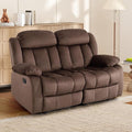 INZOY Manual Loveseat Recliner Sofa with Padded Armrest, Wall-Hugger 2 Seat Reclining Love Seat Couches with Overstuffed Back, Double Seater Reclining Chair for Living Room Theater Seating, Brown
