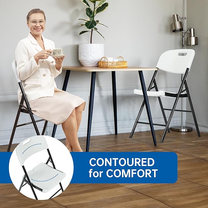 100 Pack Thicker 800 LBS White Folding Chairs, Commercial Grade Folding Chair, Foldable Chairs for Events