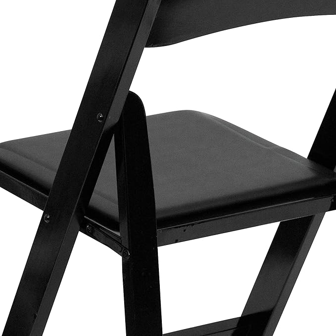 Flash Furniture HERCULES Series Black Wood Folding Chair with Vinyl Padded Seat