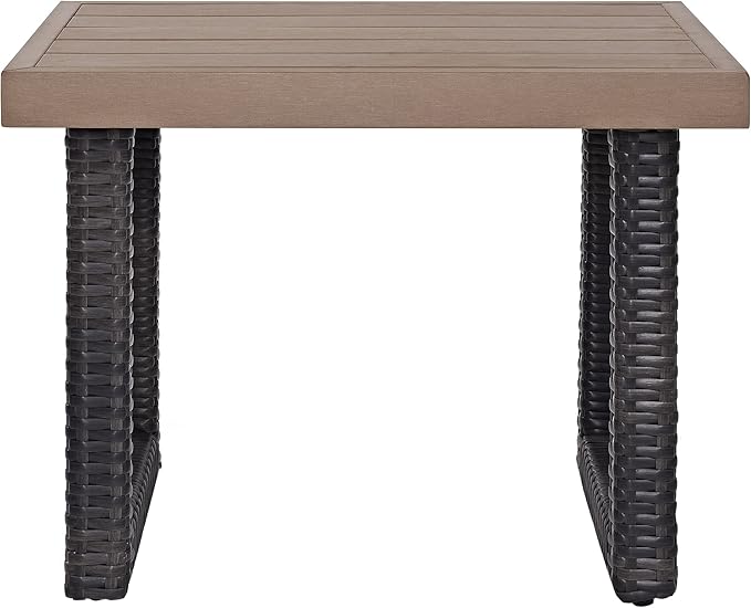 Crosley Furniture Beaufort Beaufort All Weather Rattan Wicker Outdoor Side Table for Patio, Deck, Porch, Brown