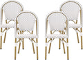 Christopher Knight Home Philomena Outdoor French Bistro Chair (Set of 4), Gray + White + Bamboo Print Finish