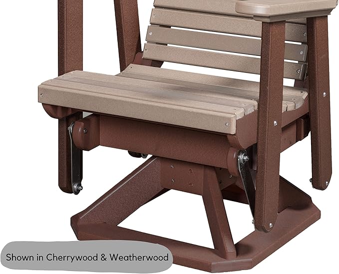 DutchCrafters Modern Horizontal Slat High Back Poly Glider Chair Outdoor Patio Furniture (Black & Cedar)
