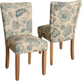 HomePop Parsons Classic Upholstered Accent Dining Chair, Set of 2, Blue Jacobean