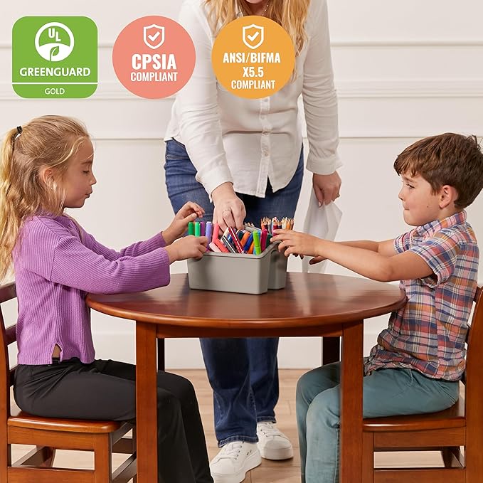 ECR4Kids 30in D Round Hardwood Table with 22in Legs, Kids Furniture, Dark Walnut