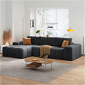 Combet Modern L-Shaped Sectional Sofa, Modular Living Room Couch, Blue Fabric Upholstery, Contemporary Design for Home, Office (Black, Left Facing Chaise)