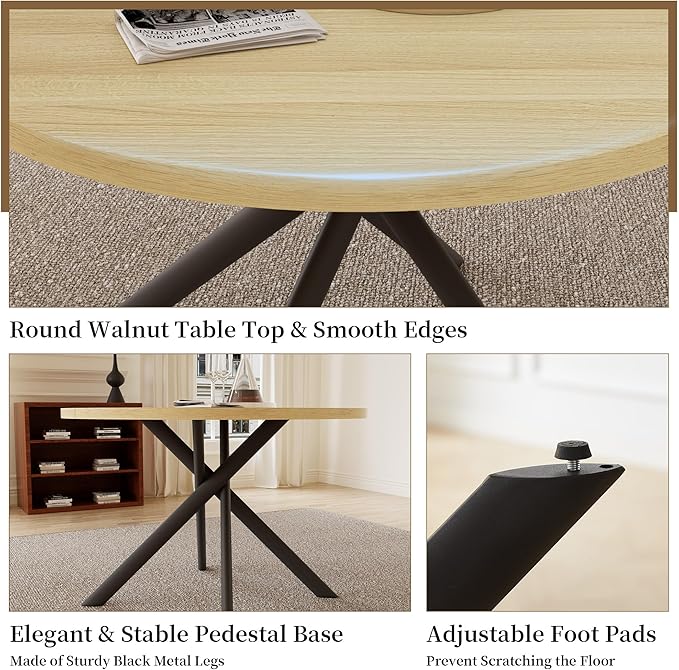 45.3 Inch Round Dining Table Set for 4, Mid Century Modern Small Coffee Set for Dining Room Kitchen Apartment (Cream Table + 4 White Shell Chairs)