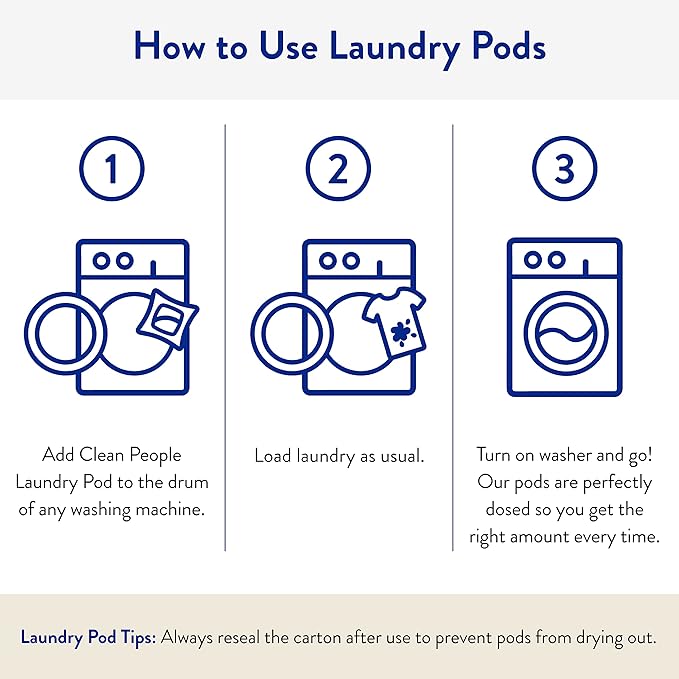 The Clean People Laundry Detergent Pods - Hypoallergenic Laundry Pods - Ultra Concentrated, Recyclable Packaging, Stain Fighting - Fresh Scent, 96 Pack