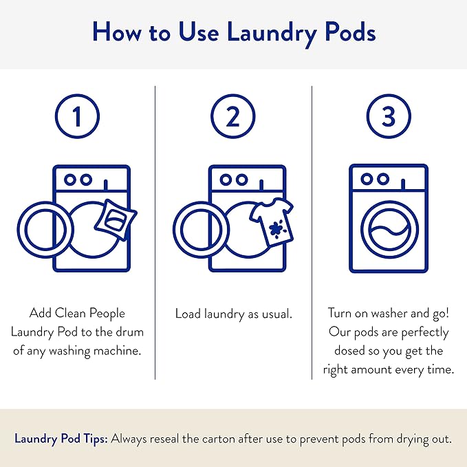 The Clean People Laundry Detergent Pods - Hypoallergenic Laundry Pods - Ultra Concentrated, Recyclable Packaging, Stain Fighting - Sweet Petals, 32 Pack