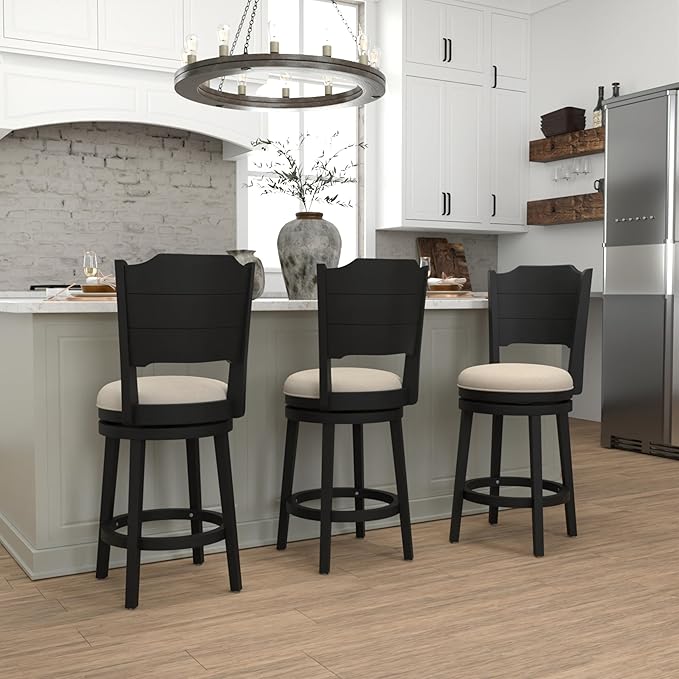 Hillsdale Clarion Wood Counter Height Swivel Stool, Black