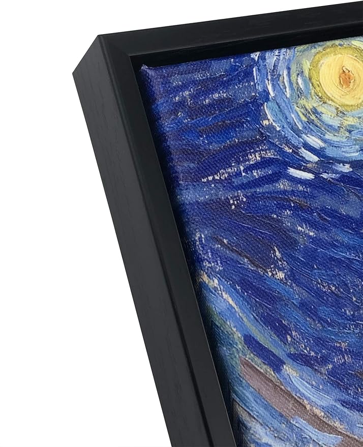 Wieco Art Framed Wall Art Canvas Prints of Starry Night by Vincent Van Gogh Paintings Reproduction Post-Impressionism Artwork Framed Wall Art for Living Room Home Decorations Black Frame