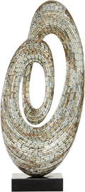 Deco 79 Mother of Pearl Shell Abstract Decorative Sculpture Swirl Home Decor Statue with Black Base, Accent Figurine 12" x 5" x 29", Gray