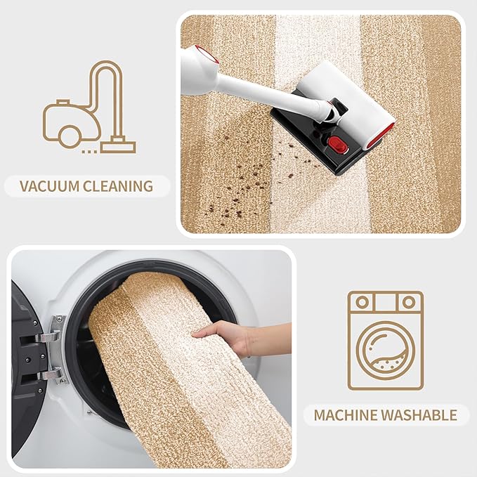 Kitinjoy Indoor Outdoor Door Mat, 71x47 Non-Slip Absorbent Dirt Trapper, Low-Profile Washable Inside Entrance Front Floor Mat, Sturdy Soft Entry Doormats for Entryway, Beige