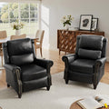 Lumibee Pushback Recliner Chair,Upholstered Wingback Chair for Small Spaces,2 Set of PU Leather Armchair for Living Room,Single Sofa Accent Chair Reading Seat for Balcony,Bedroom-Black