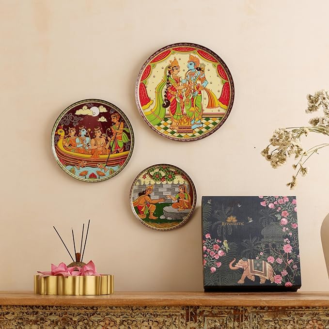 RITUALISTIC Ramayan Wall Plates for Home Decoration & living room | Metal Wall Décor | Devotional Gift | Wall Art | Wall showpiece | Home Décor Christmas Gift Items | Set of 3 plates
