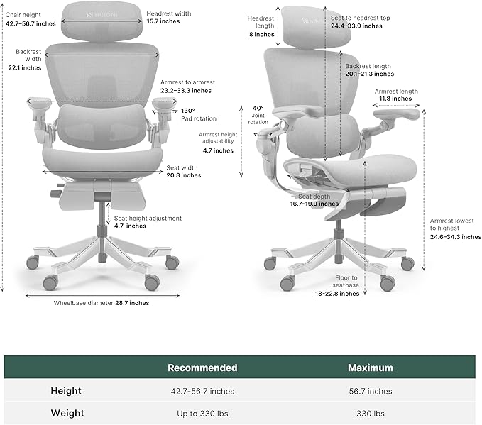 HINOMI H2 Pro Premium Ergonomic Office Chair - Comfy Home Office Desk Computer Chair with Adjustable Back Support, Swivel Wheels, Flip-up Arms, Comfortable Mesh Seat for Desk Work (Cream White)