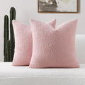 FUTEI Pack of 2 Pink Decorative Throw Pillow Covers 20x20 Inch Soft Cozy Solid Boucle Textured Cushion Case,Modern Home Decor for Couch Bed Living Room