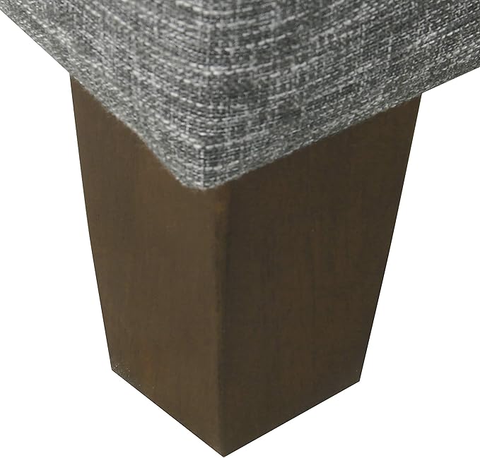 HomePop Square Storage Ottoman with Wood Legs, Slate Gray
