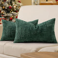 decorUhome Christmas Green Chenille Throw Pillow Covers 12x20 Set of 2 Thick Textured Slubby Couch Pillow Covers Farmhouse Accent Modern Neutral Decorative Pillow Cases for Bed Sofa Living Room