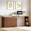 L Shaped Standing Desk,47" Home Office Desks, Executive, Farmhouse Computer Desk with 6 Drawers File Drawer, Rustic Computer Writing, Walnut