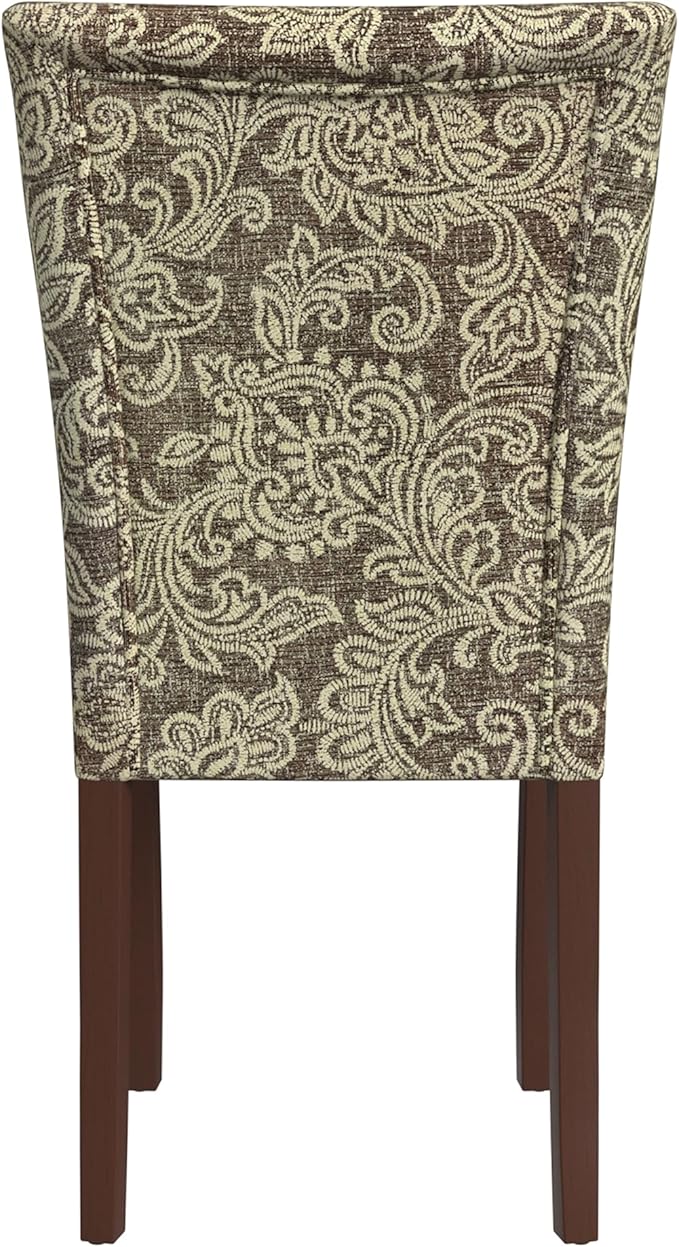 HomePop Classic Parsons Dining Chair, Pack of 2, Brown Jacobean Print