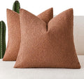 Foindtower Pack of 2, Decorative Textured Boucle Throw Pillow Covers Accent Solid Pillow Cases Neutral Couch Cushion Case for Chair Sofa Bedroom Living Room Home Decor 22x22 Inch Burnt Orange Hazel
