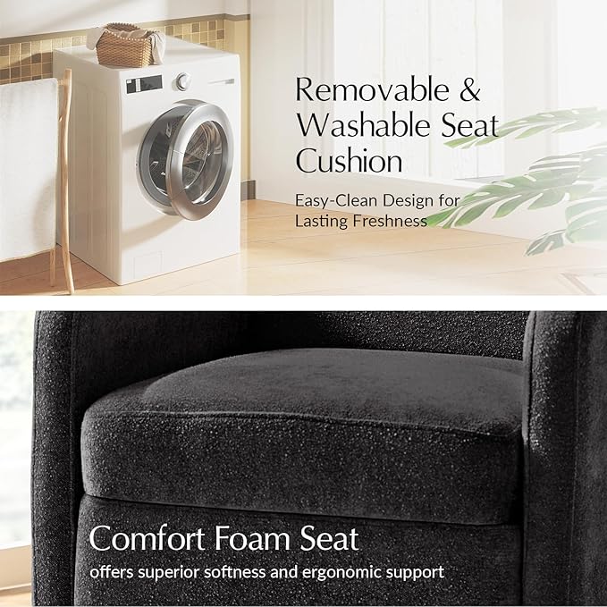HULALA HOME Upholstered Dining Chair Set of 2 with Smooth-roling Castors, Modern Fabric Side Dining Room Chairs with Built-in Storage, Multi-Purpos Kitchen Chairs for Living Room, Black